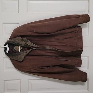 Members Only men's vintage brown leather bomber jacket see description for size